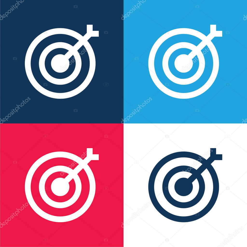 Archery blue and red four color minimal icon set