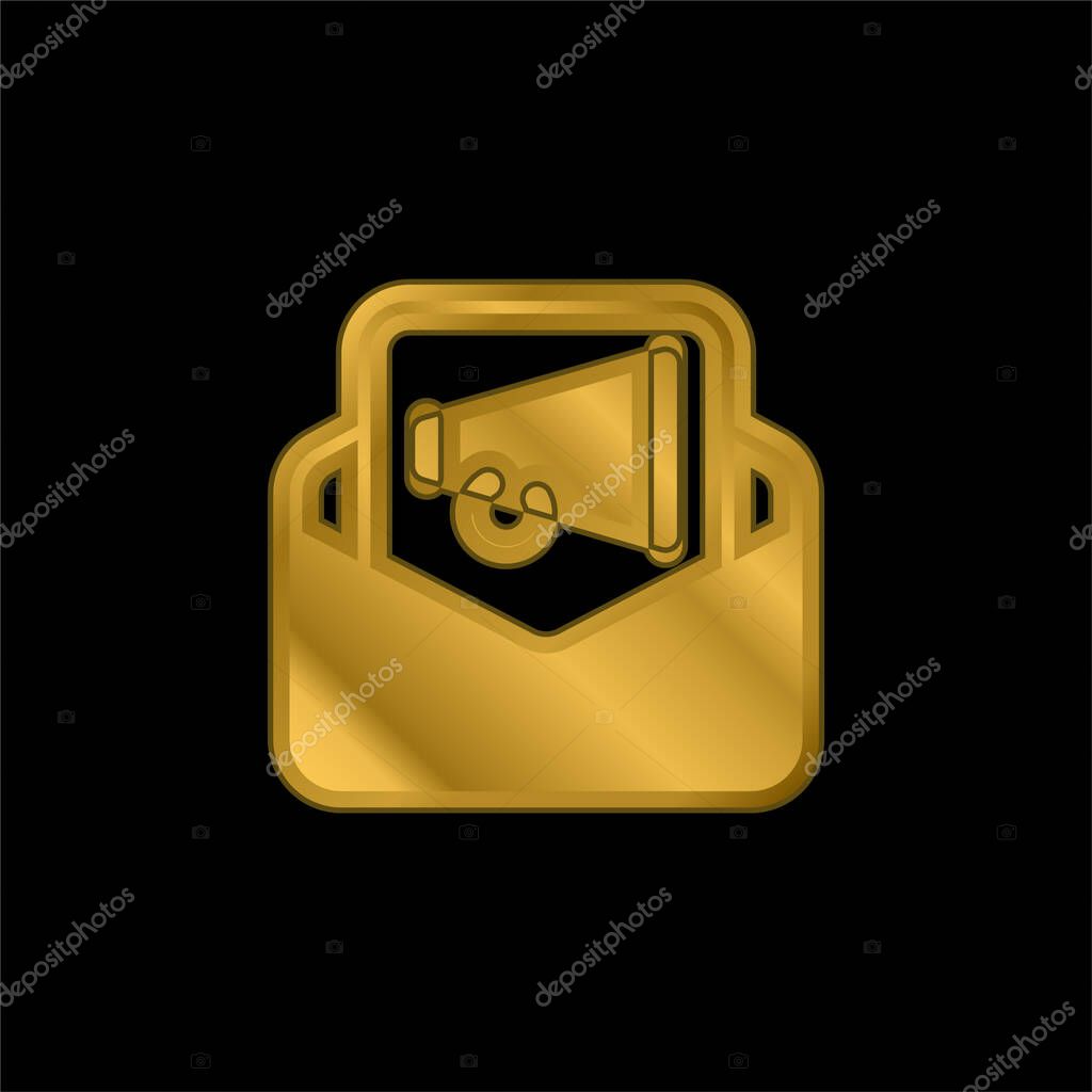 Ads gold plated metalic icon or logo vector