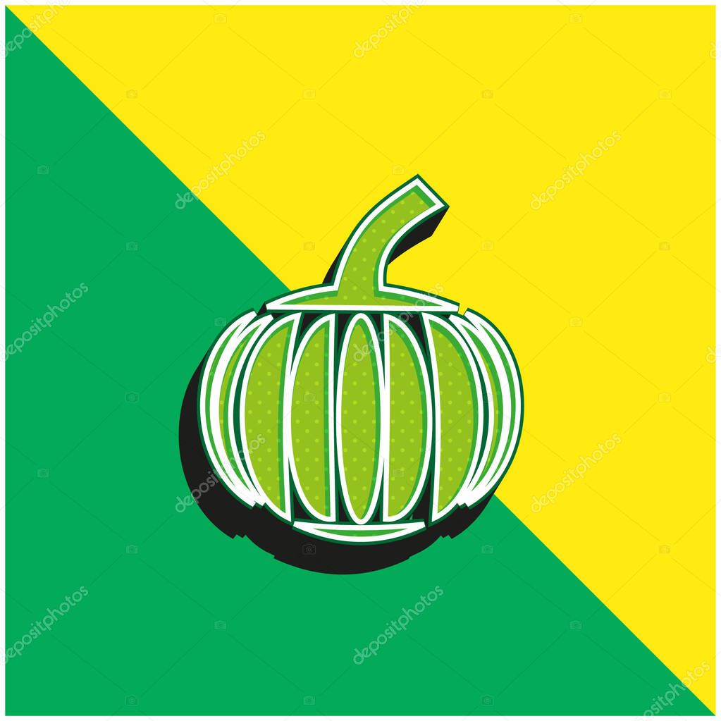 Big Pumpkin Green and yellow modern 3d vector icon logo