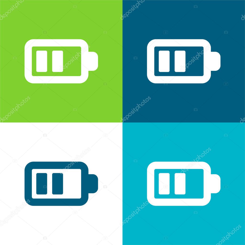 Battery With Two Bars Flat four color minimal icon set
