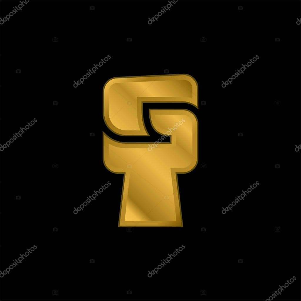 Black Power gold plated metalic icon or logo vector