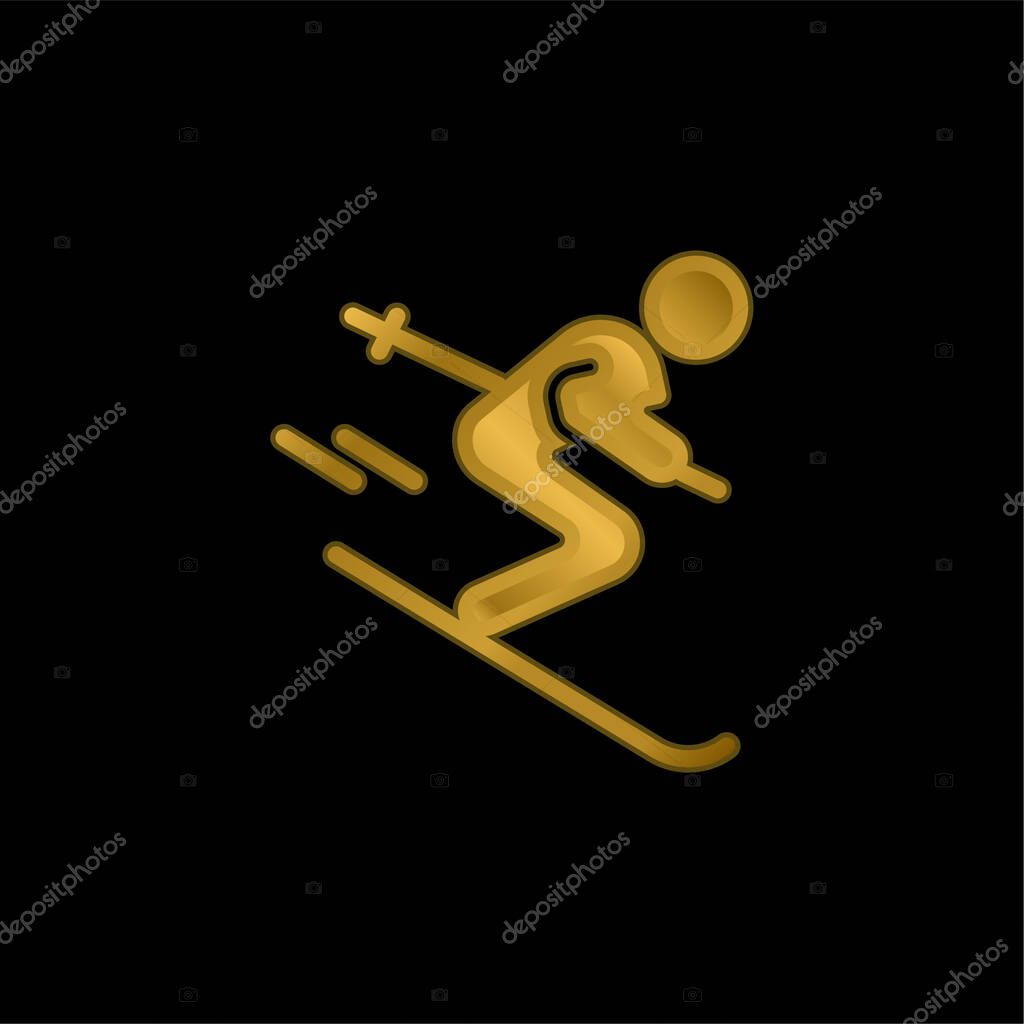 Alpine gold plated metalic icon or logo vector