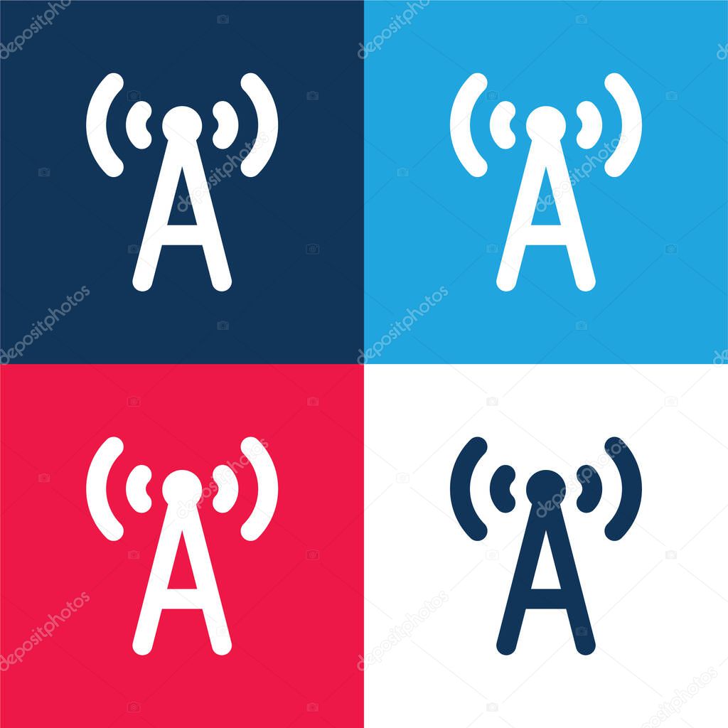 Antenna blue and red four color minimal icon set