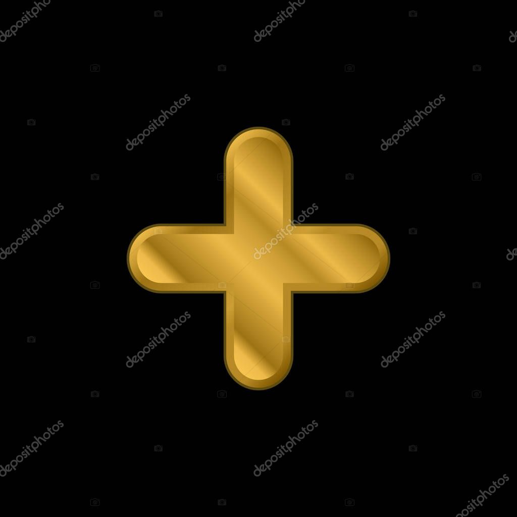 Addition Sign gold plated metalic icon or logo vector