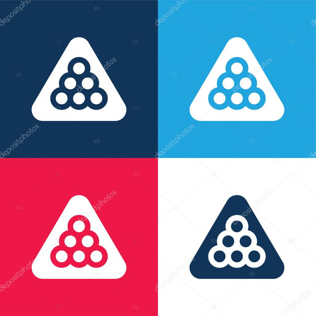 Billiard blue and red four color minimal icon set