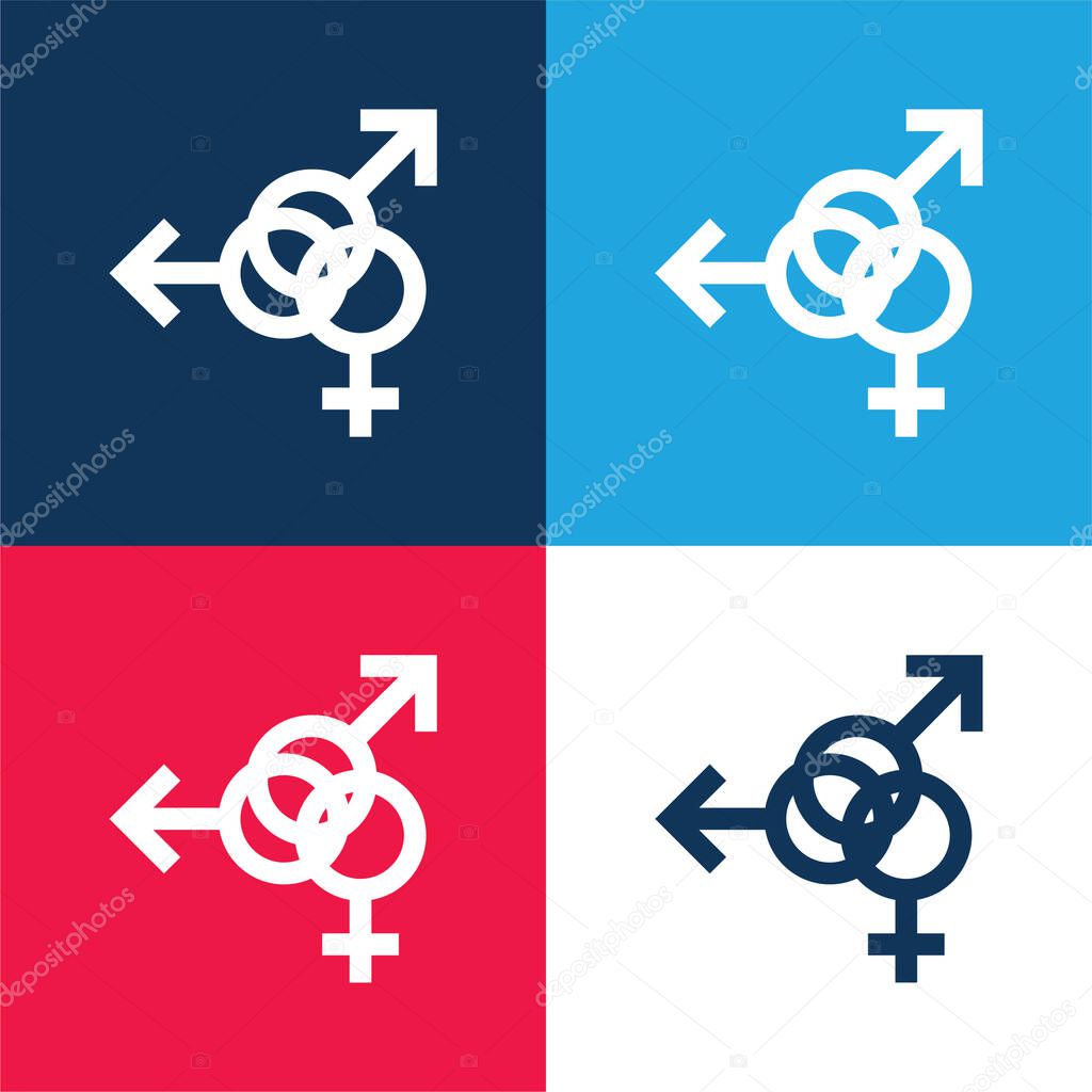 Bisexual blue and red four color minimal icon set