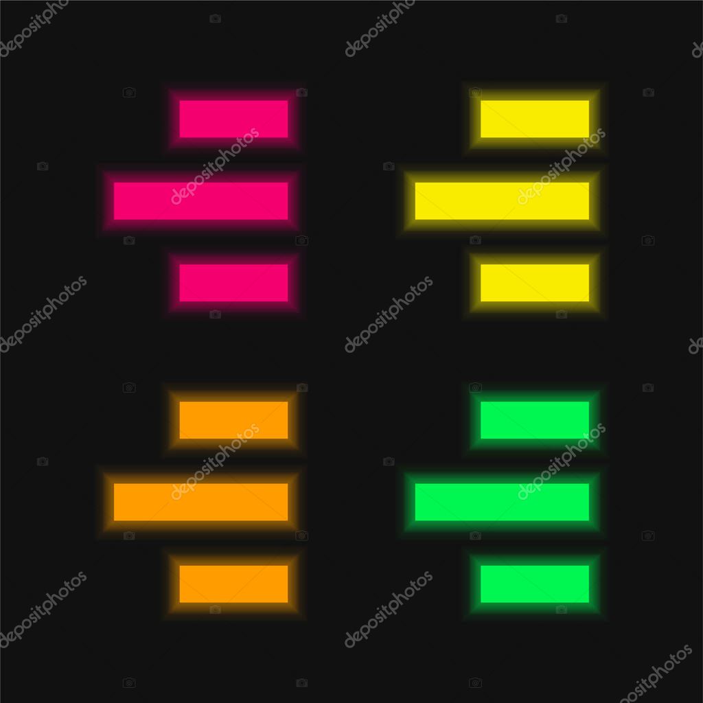 Alignment To Right Side four color glowing neon vector icon