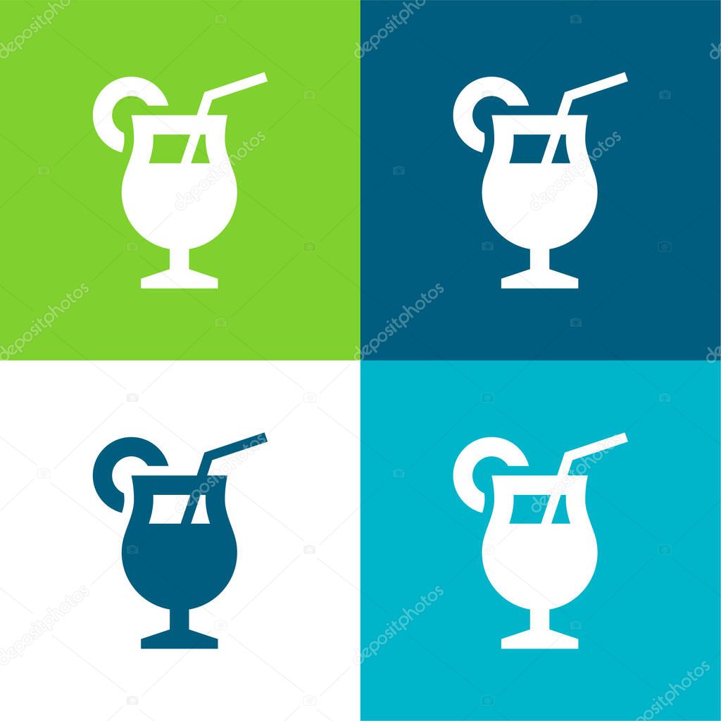 Beverage Flat four color minimal icon set