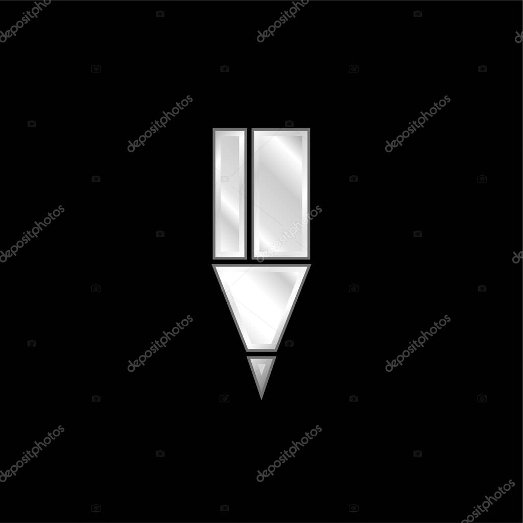 Black Pencil Tip silver plated metallic icon