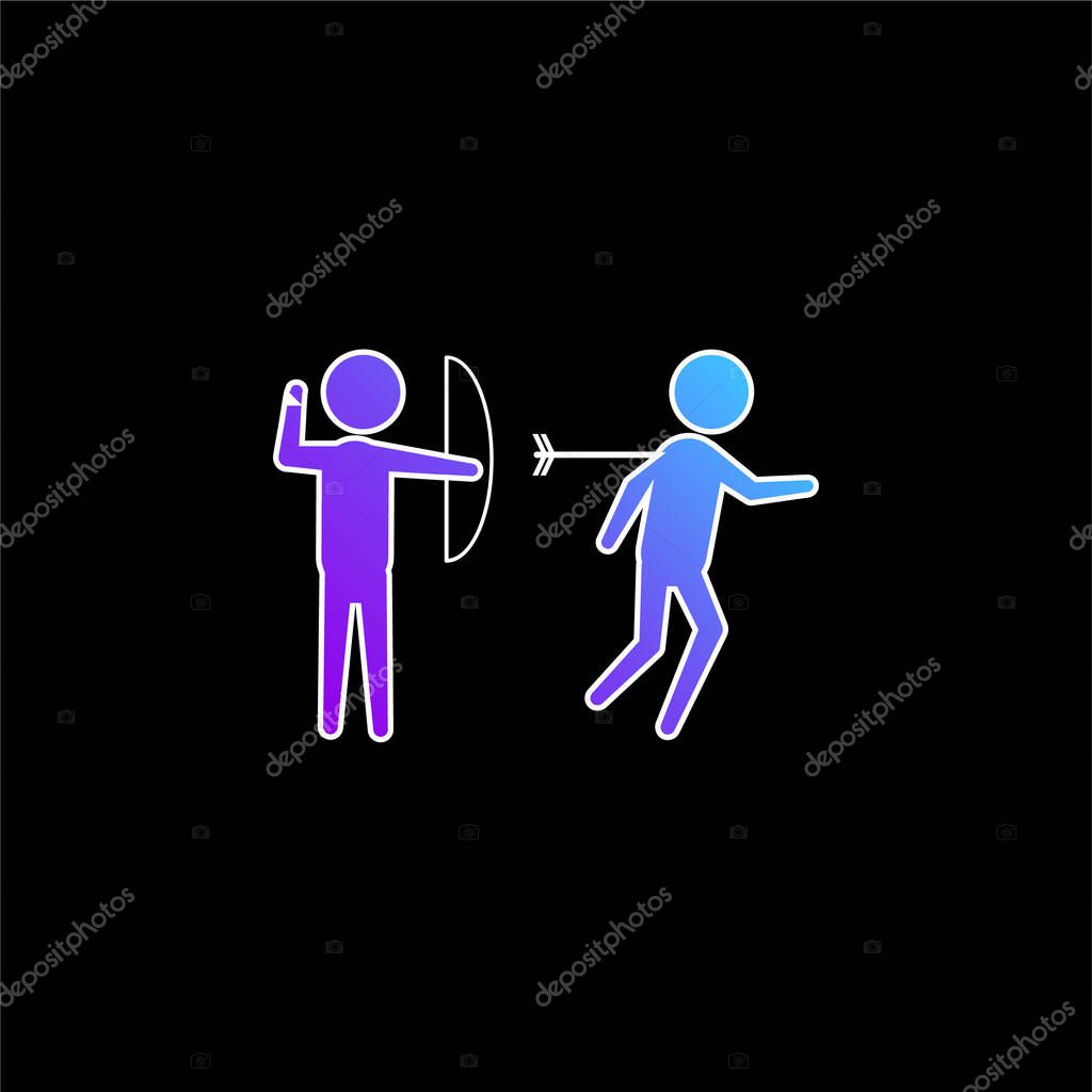 Archer Criminal Hurting A Person For His Back With An Arrow Of An Arch blue gradient vector icon