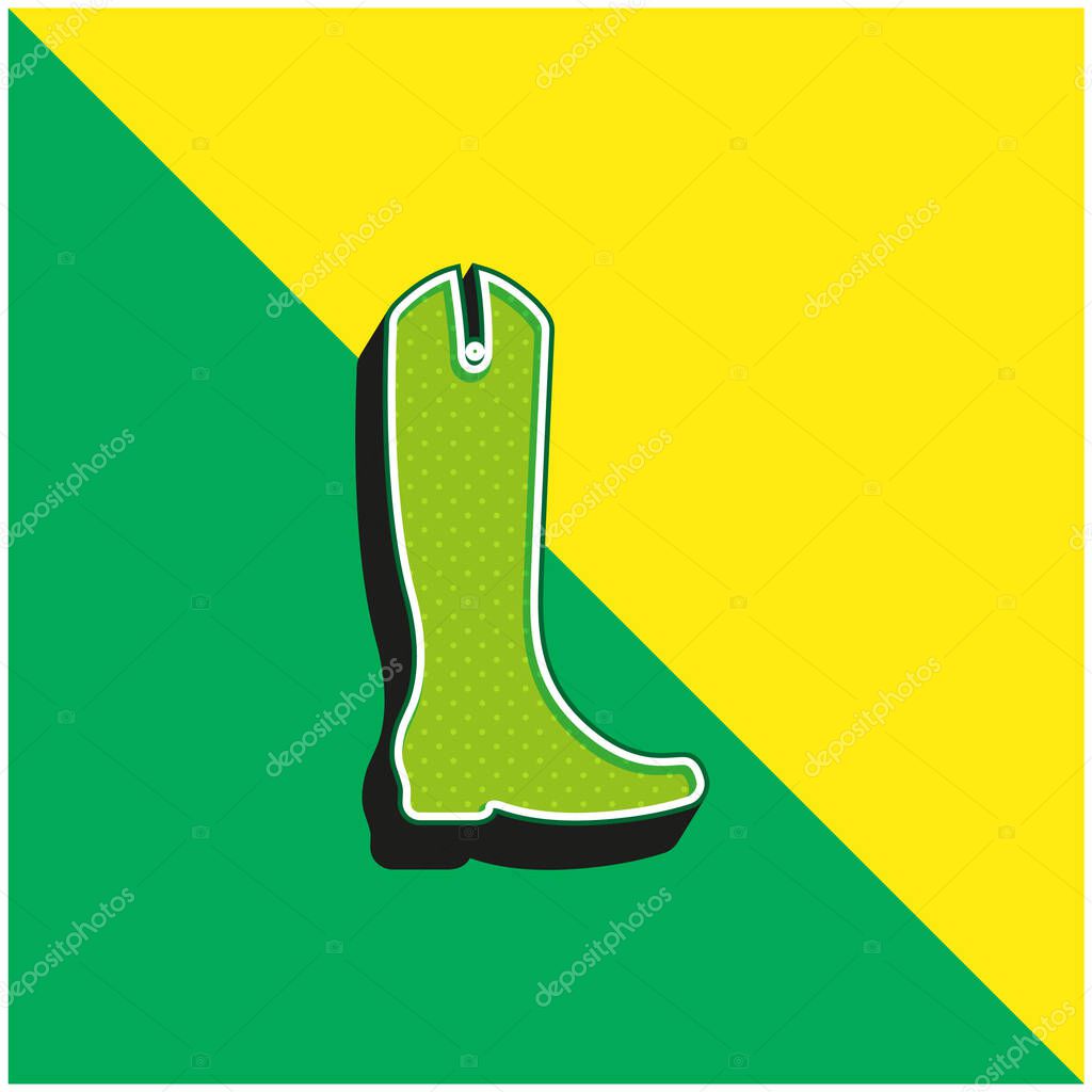Boot Tall And Black Green and yellow modern 3d vector icon logo
