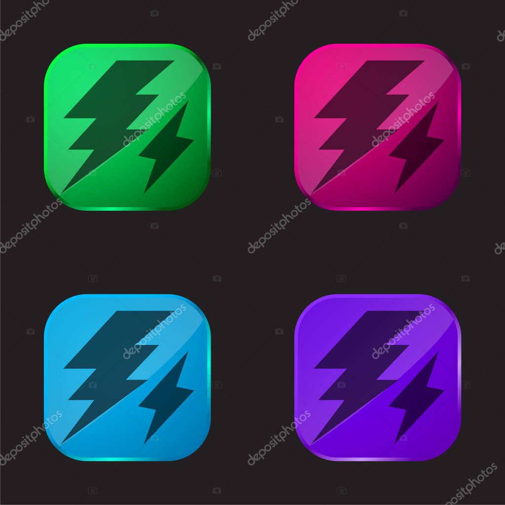 Bolt four color glass button icon