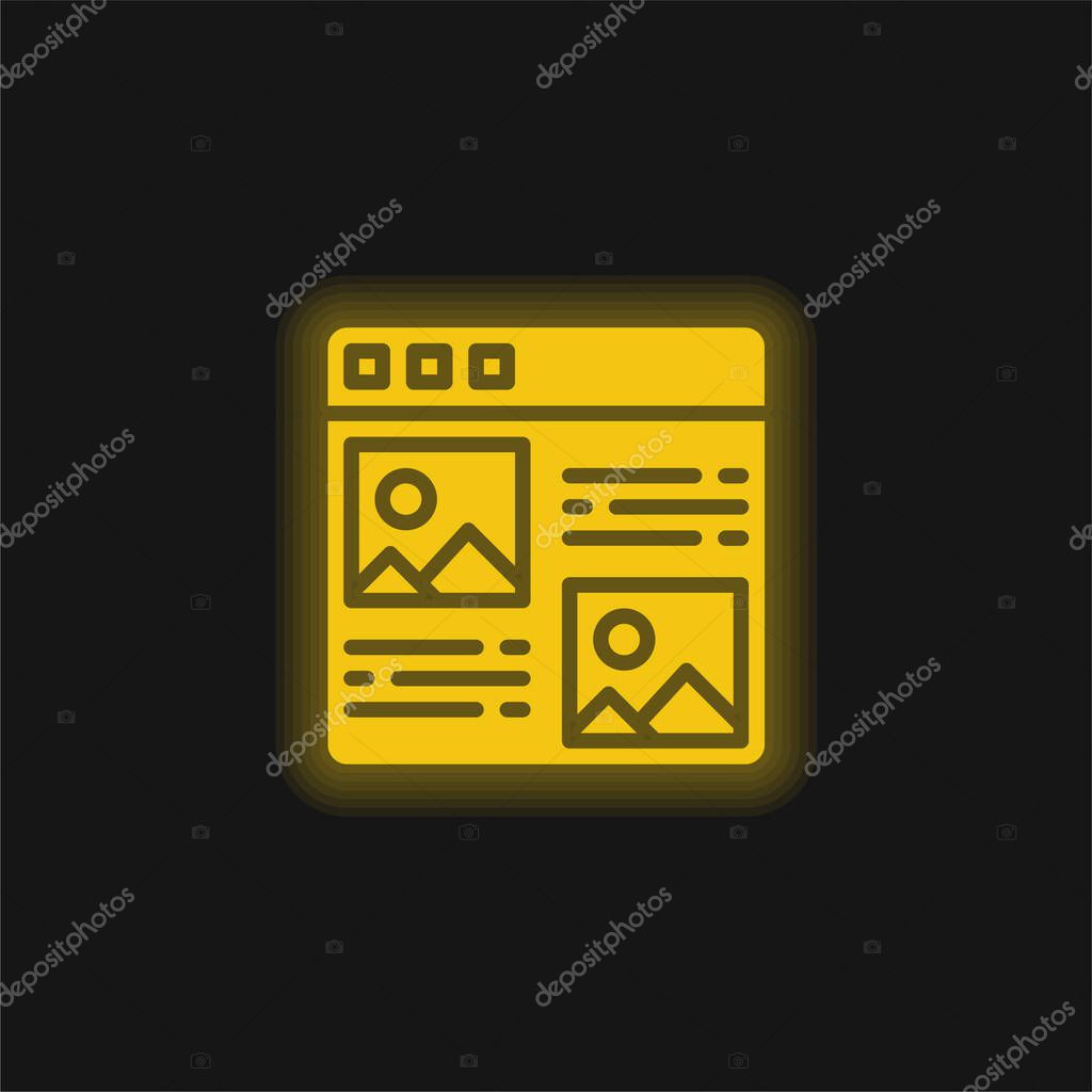 Article yellow glowing neon icon