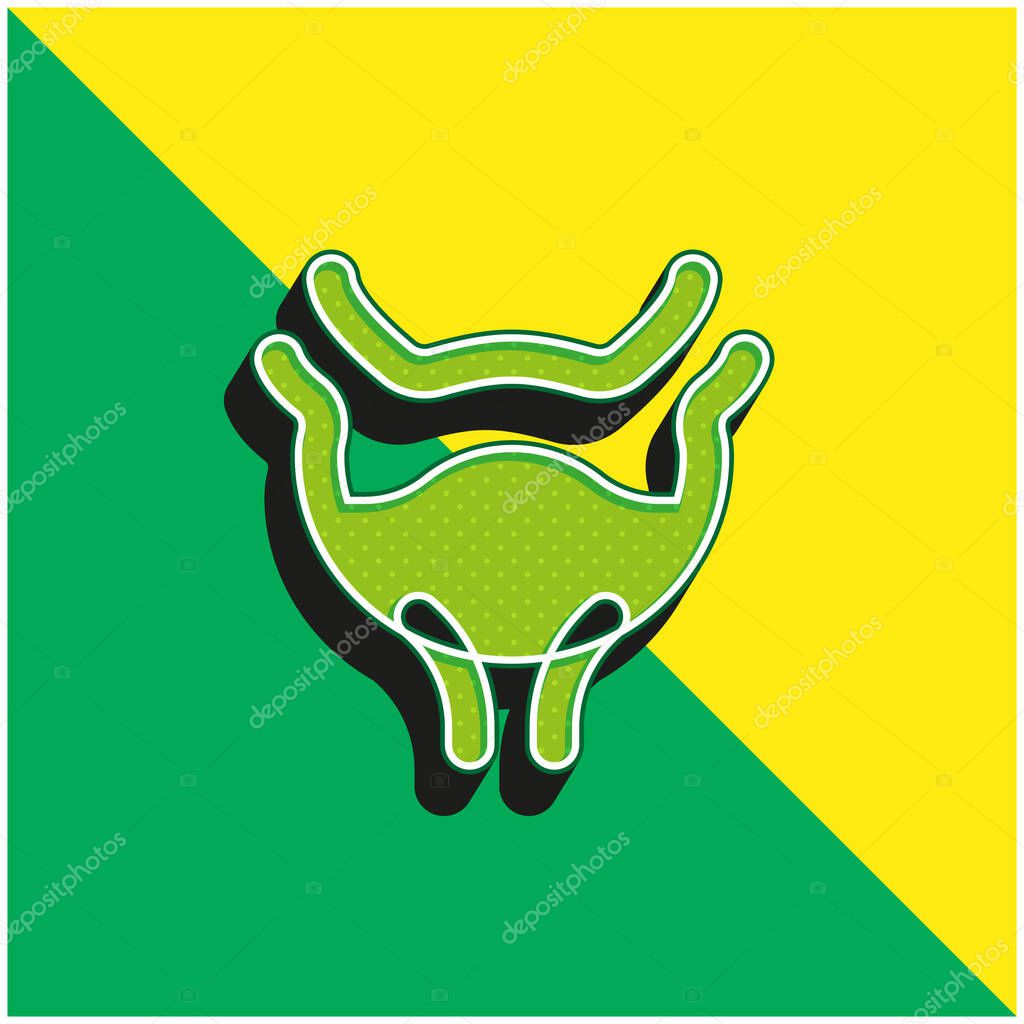 Bladder Green and yellow modern 3d vector icon logo