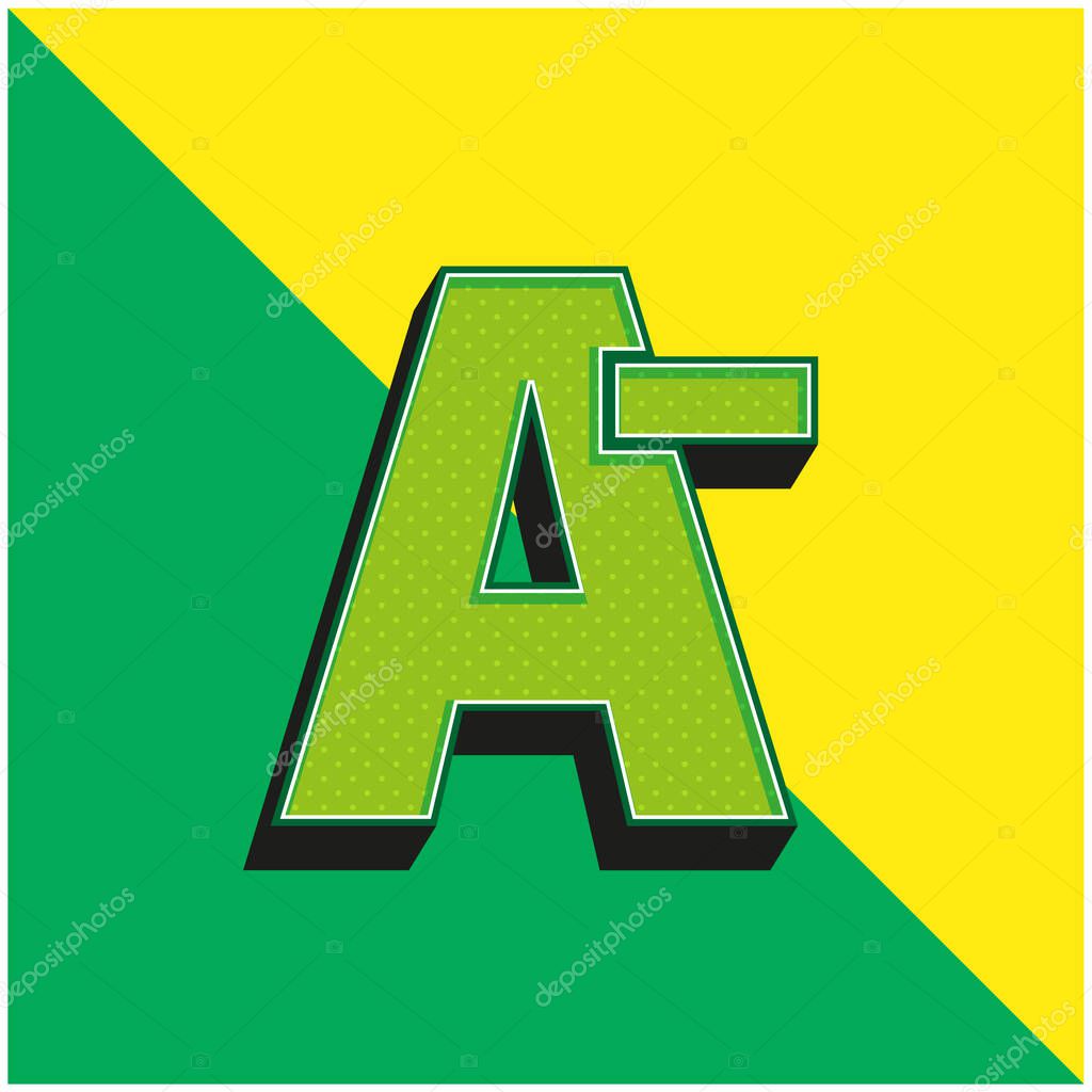 A Minus Test Symbol Green and yellow modern 3d vector icon logo