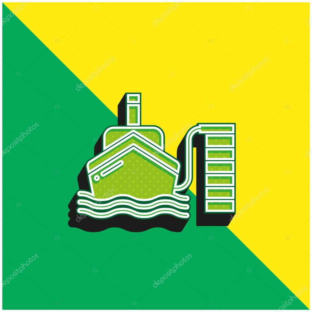 Boat Green and yellow modern 3d vector icon logo
