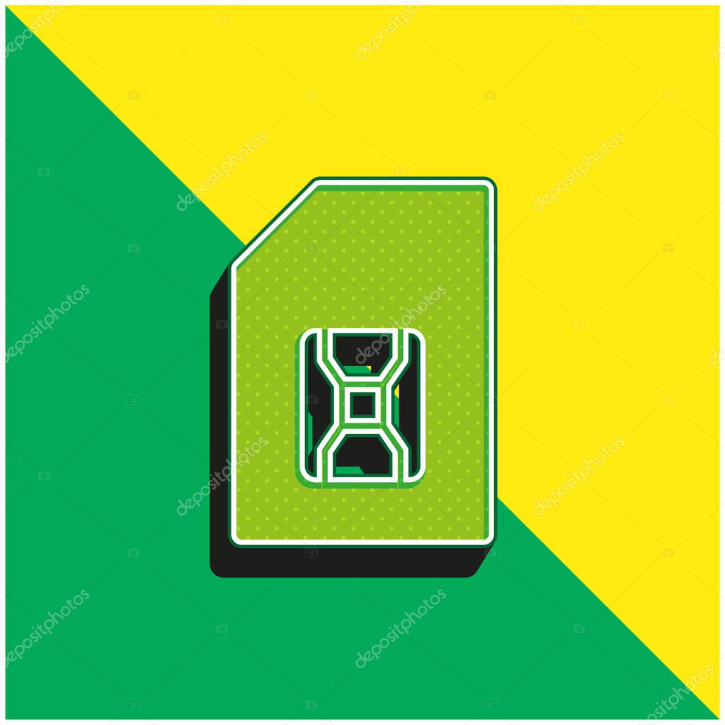 Big SIM Card Green and yellow modern 3d vector icon logo
