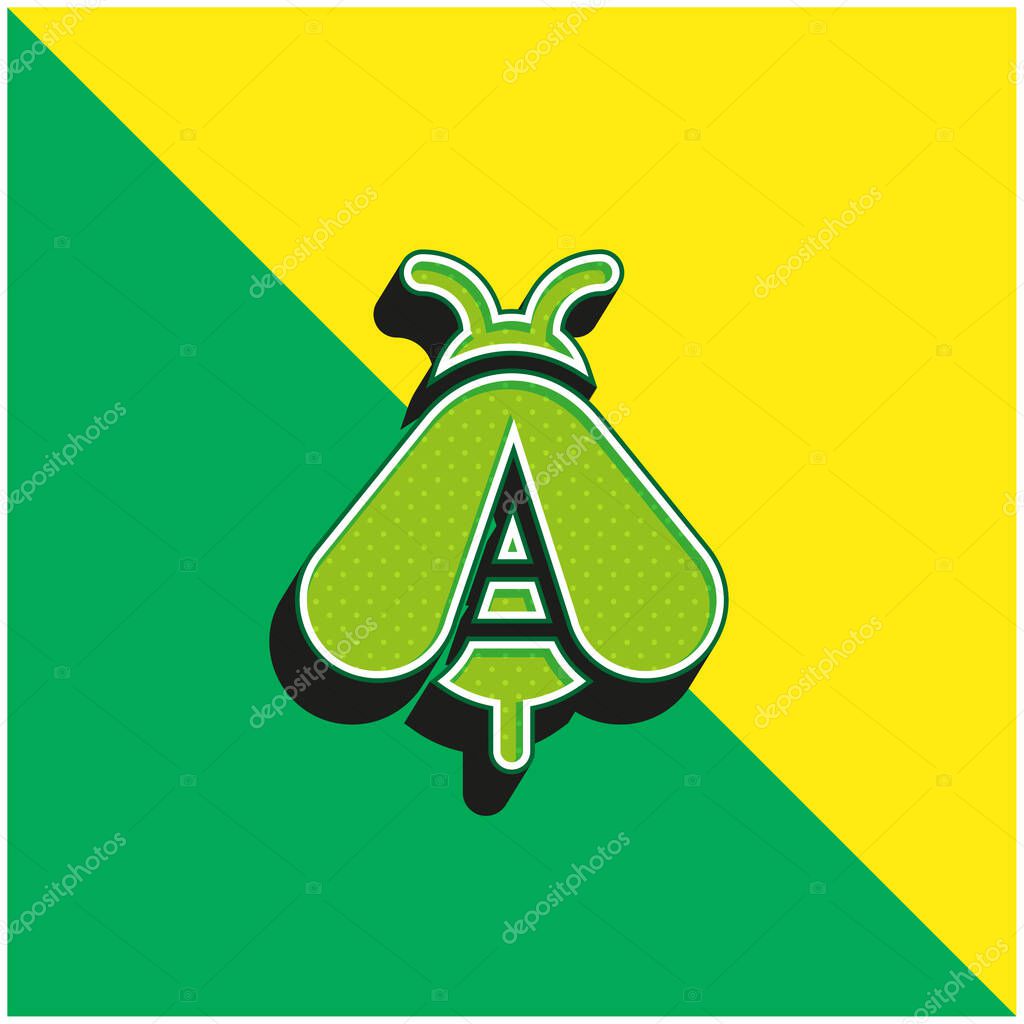 Bee Green and yellow modern 3d vector icon logo