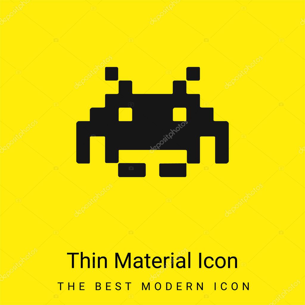 Alien Pixelated Shape Of A Digital Game minimal bright yellow material icon