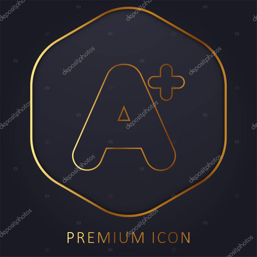 A+ Mark golden line premium logo or icon