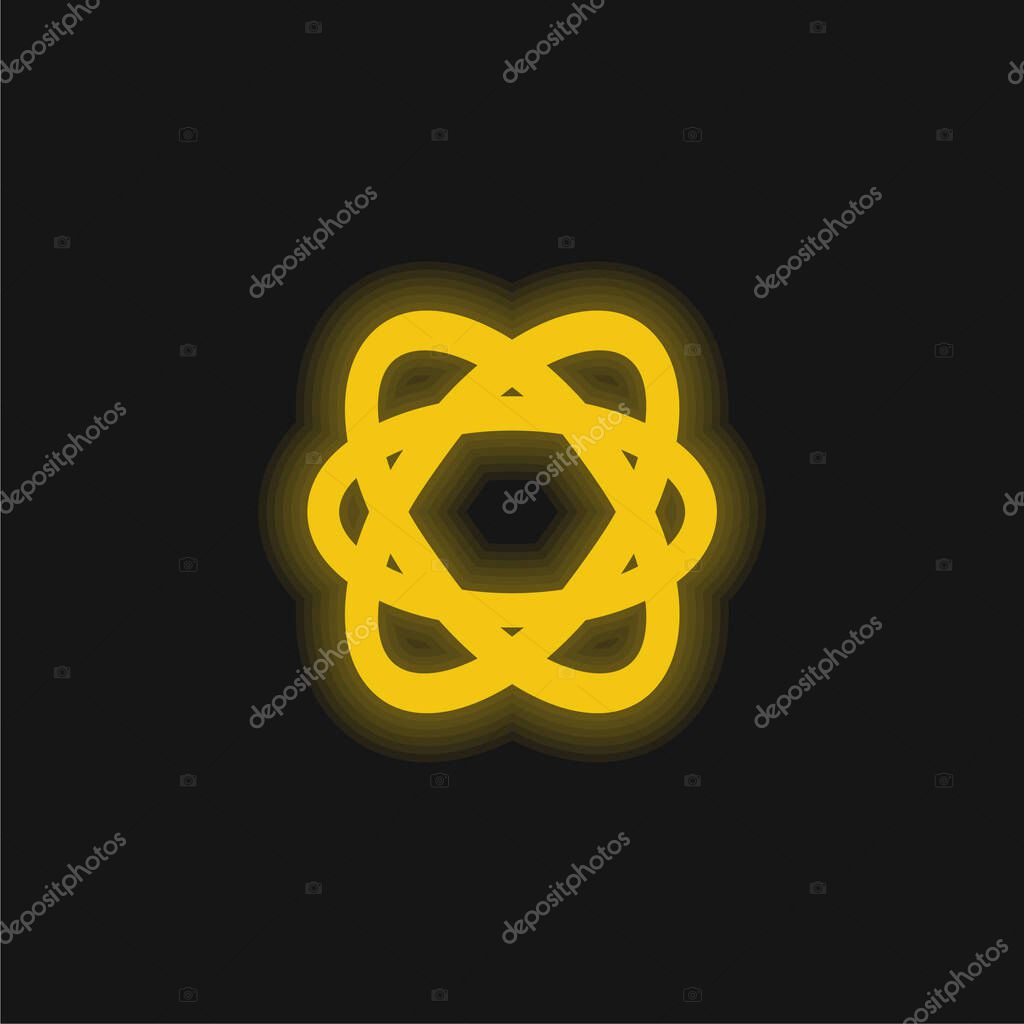 Atom yellow glowing neon icon
