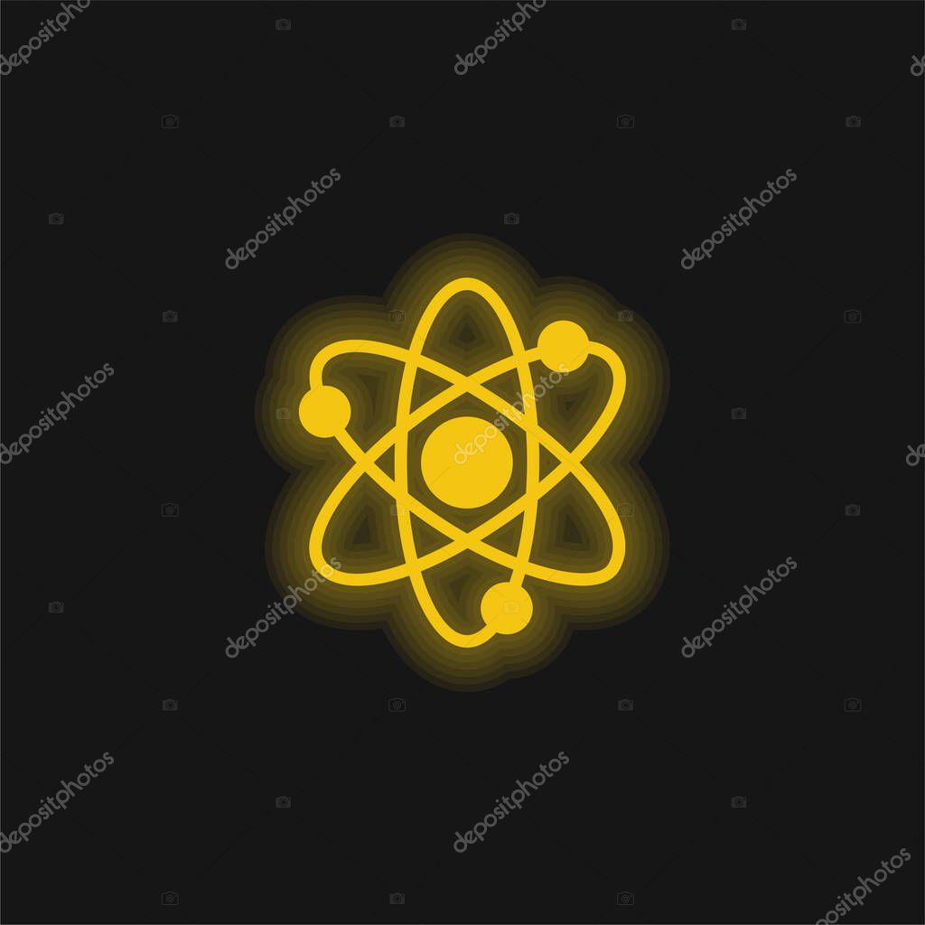 Atoms yellow glowing neon icon