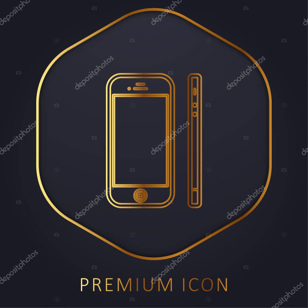 Apple Iphone 4 From Front And Side View golden line premium logo or icon