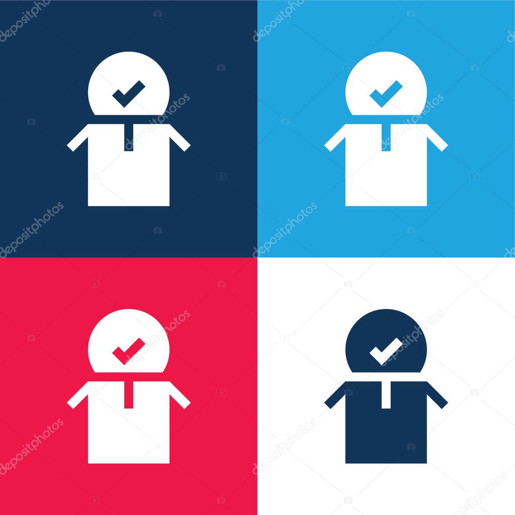 Approved blue and red four color minimal icon set