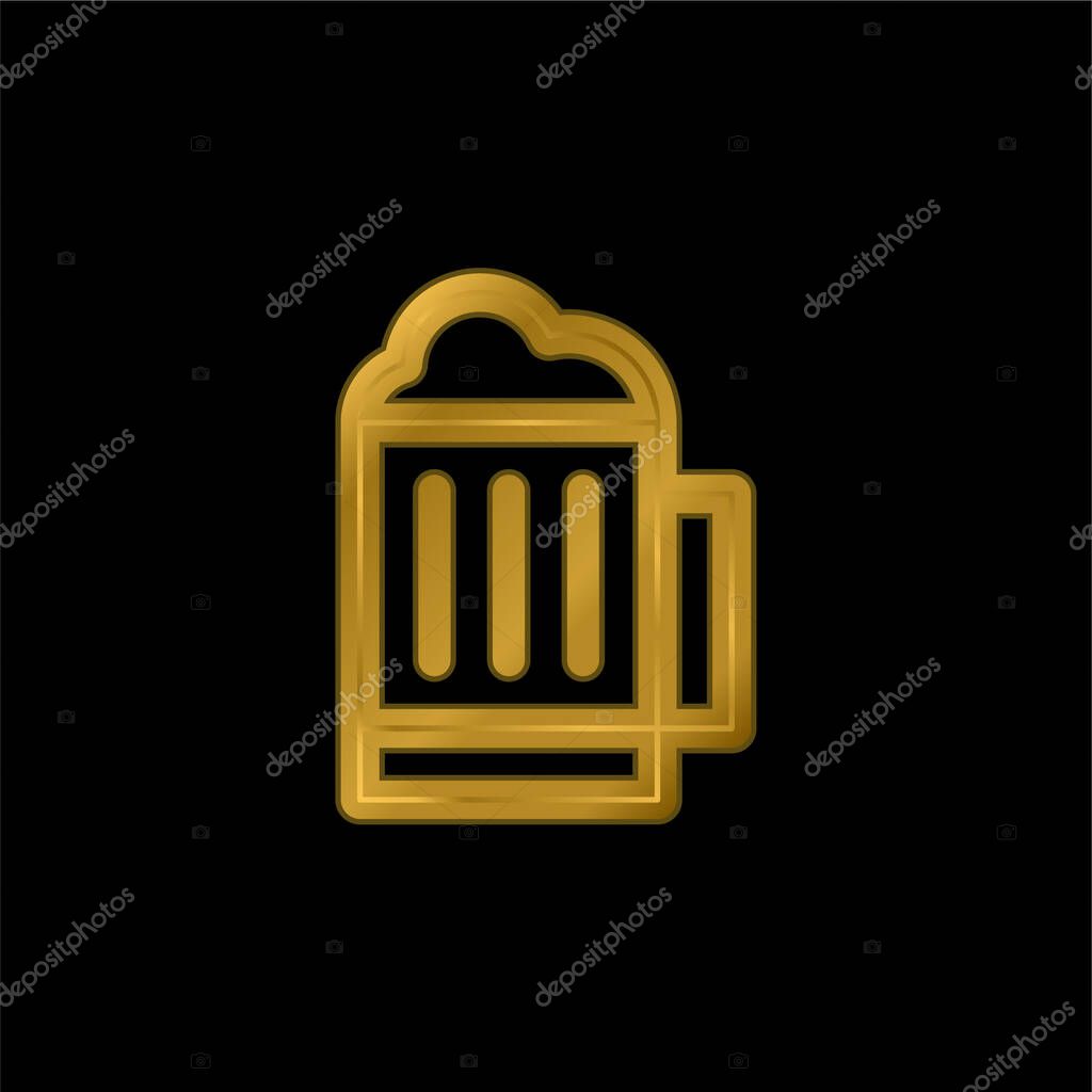 Beer gold plated metalic icon or logo vector