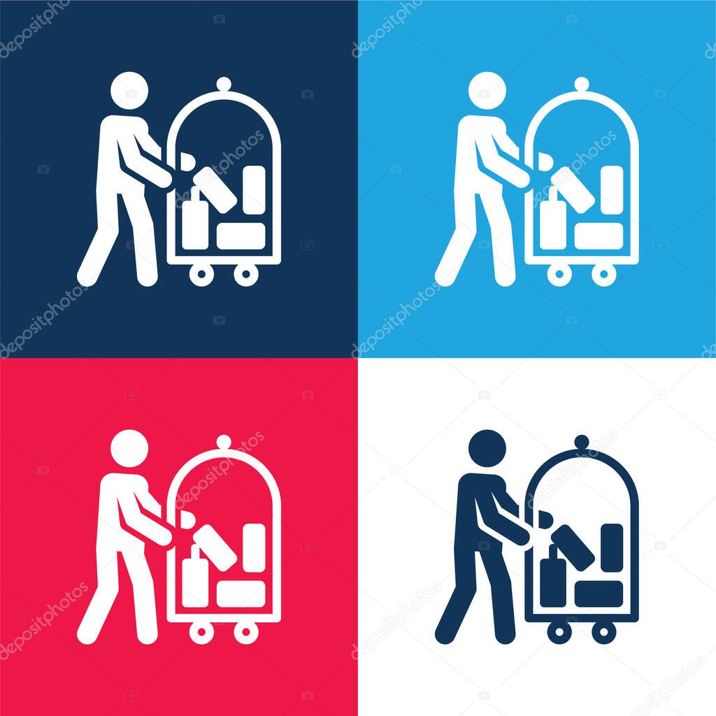 Bellboy blue and red four color minimal icon set