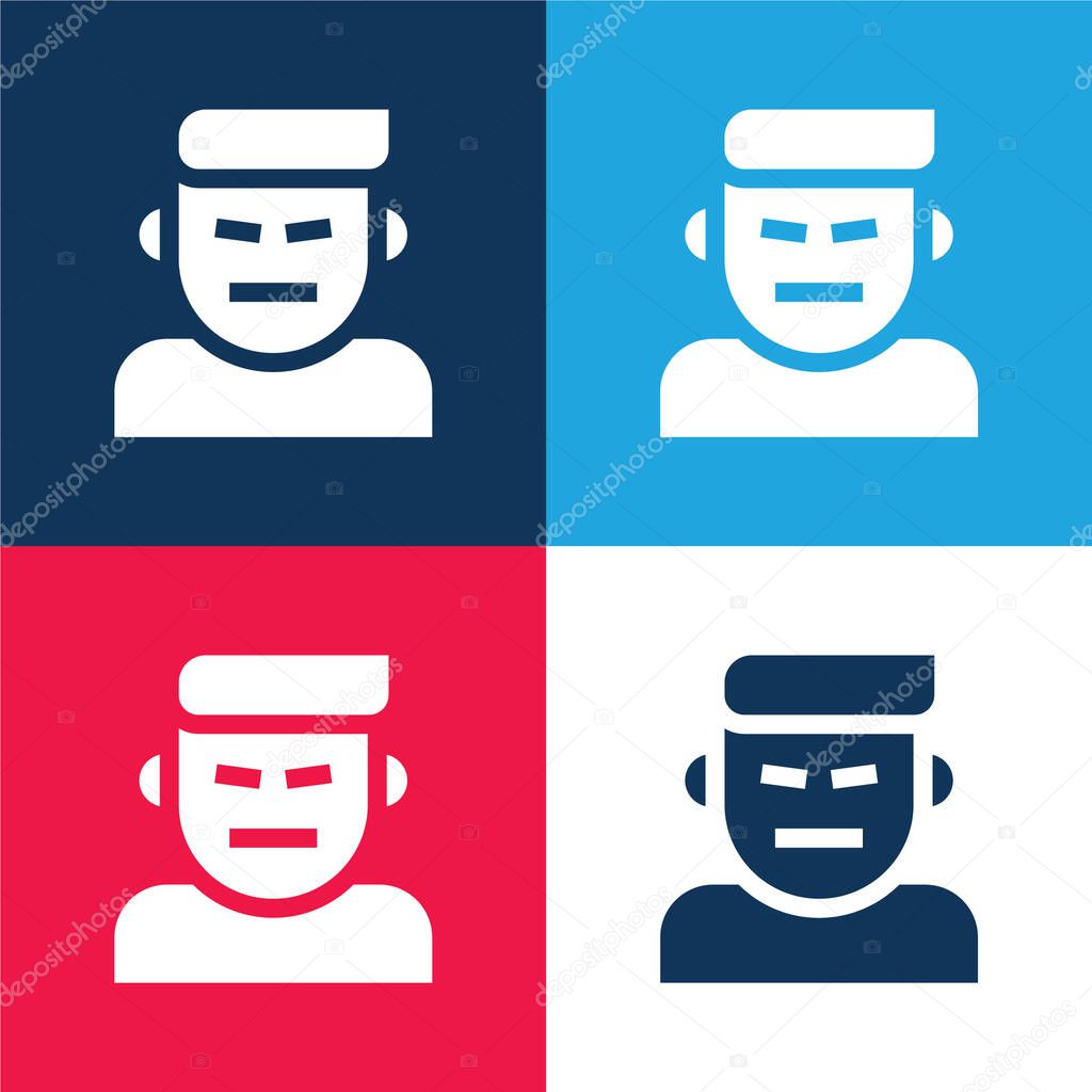 Anger blue and red four color minimal icon set