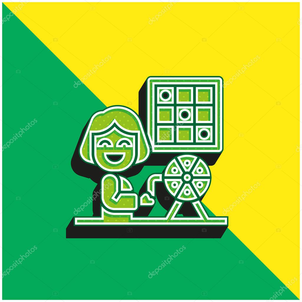 Bingo Green and yellow modern 3d vector icon logo