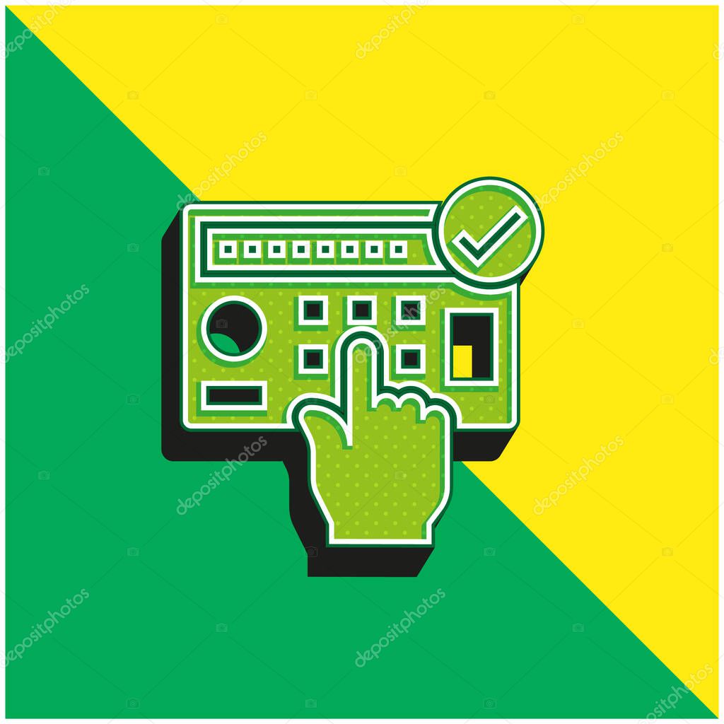 Alarm System Green and yellow modern 3d vector icon logo