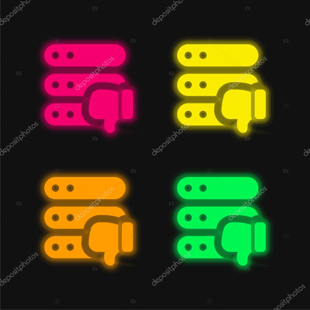 Bad Review four color glowing neon vector icon
