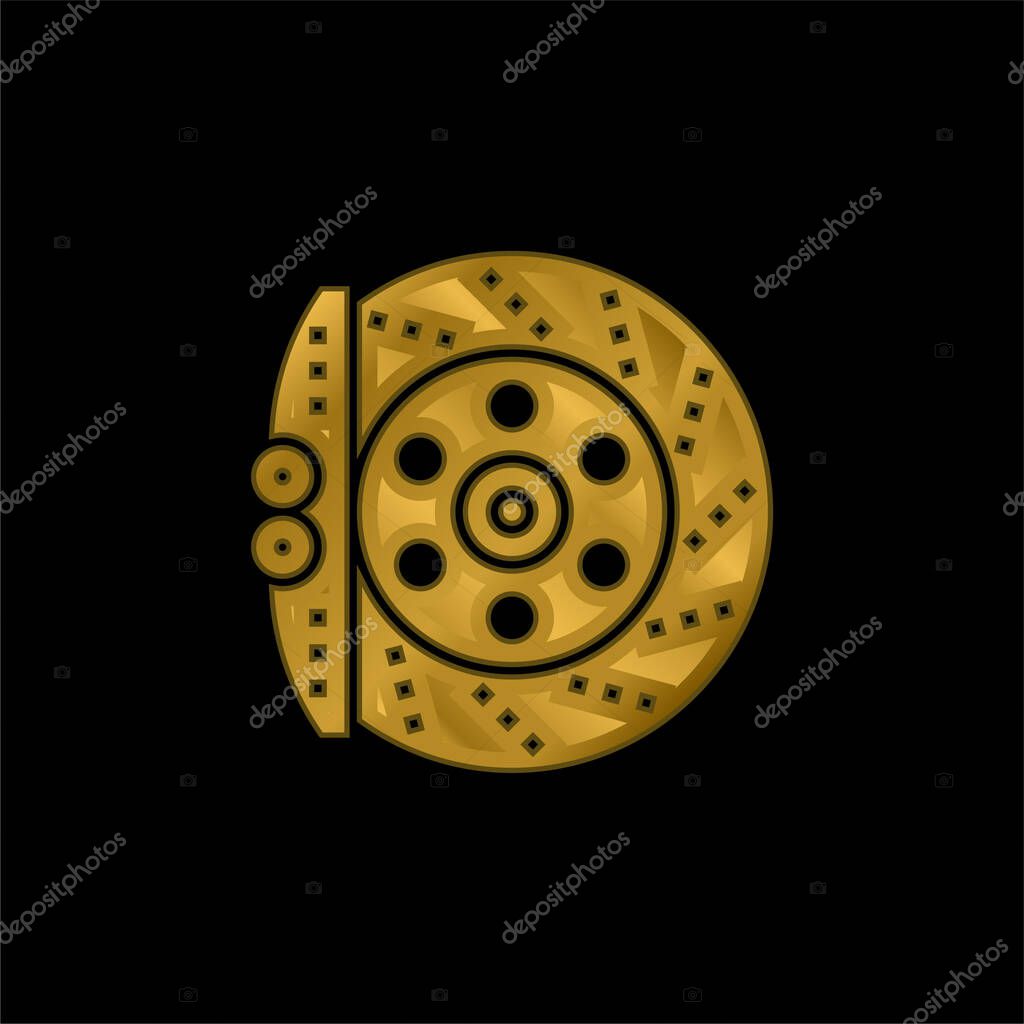 Brake gold plated metalic icon or logo vector