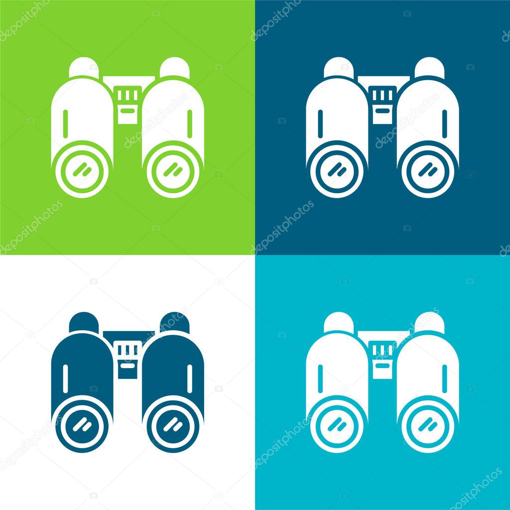 Binoculars Flat four color minimal icon set