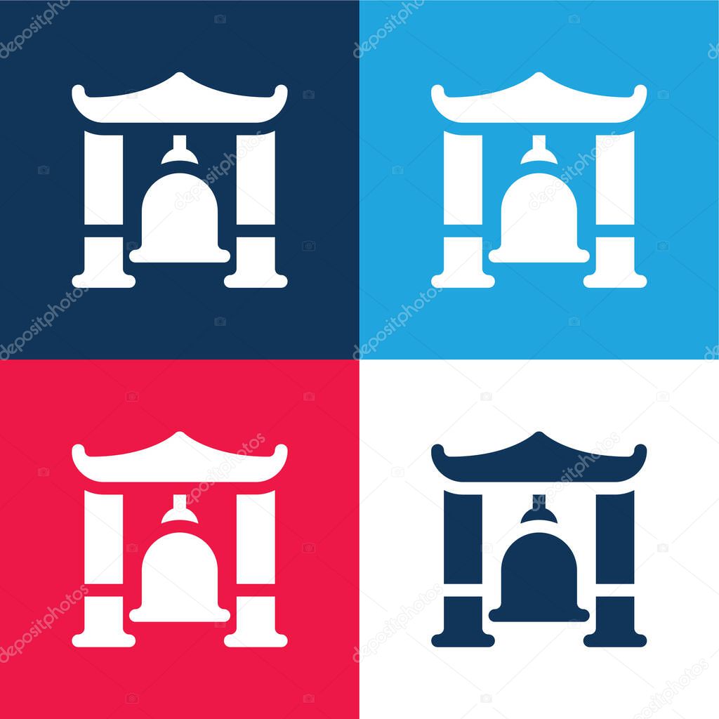 Bell blue and red four color minimal icon set