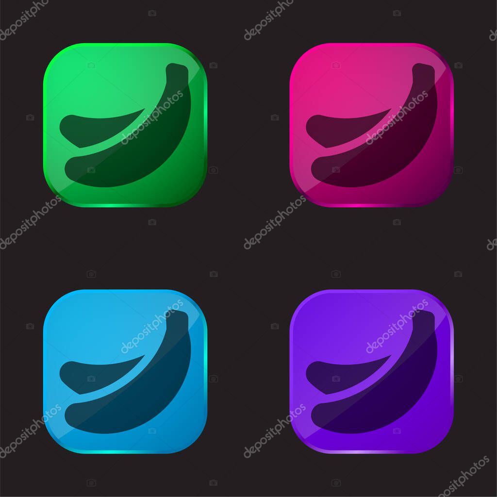 Banana four color glass button icon