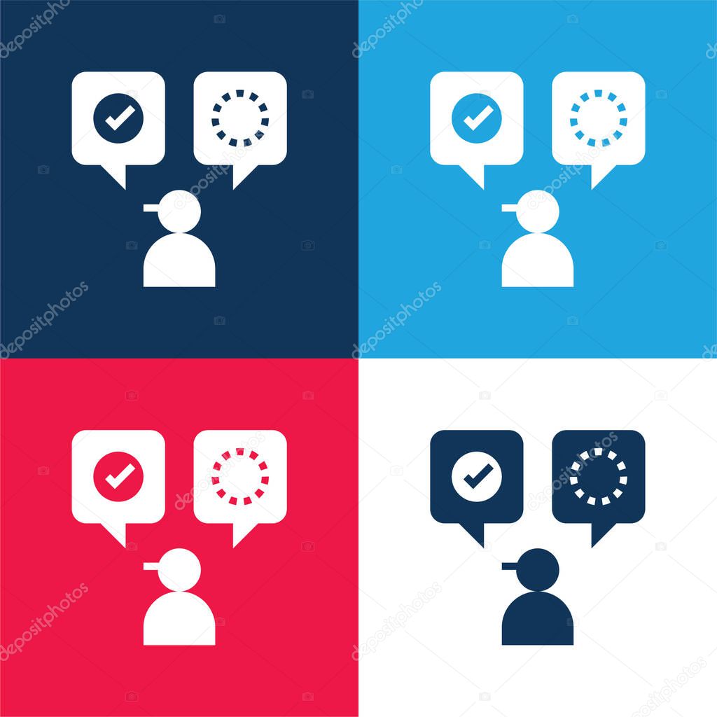 Accept blue and red four color minimal icon set