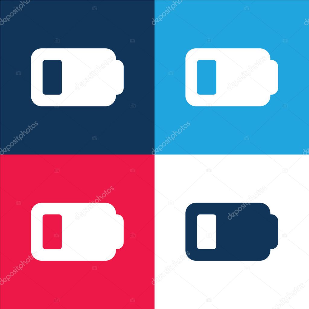 Battery Status blue and red four color minimal icon set
