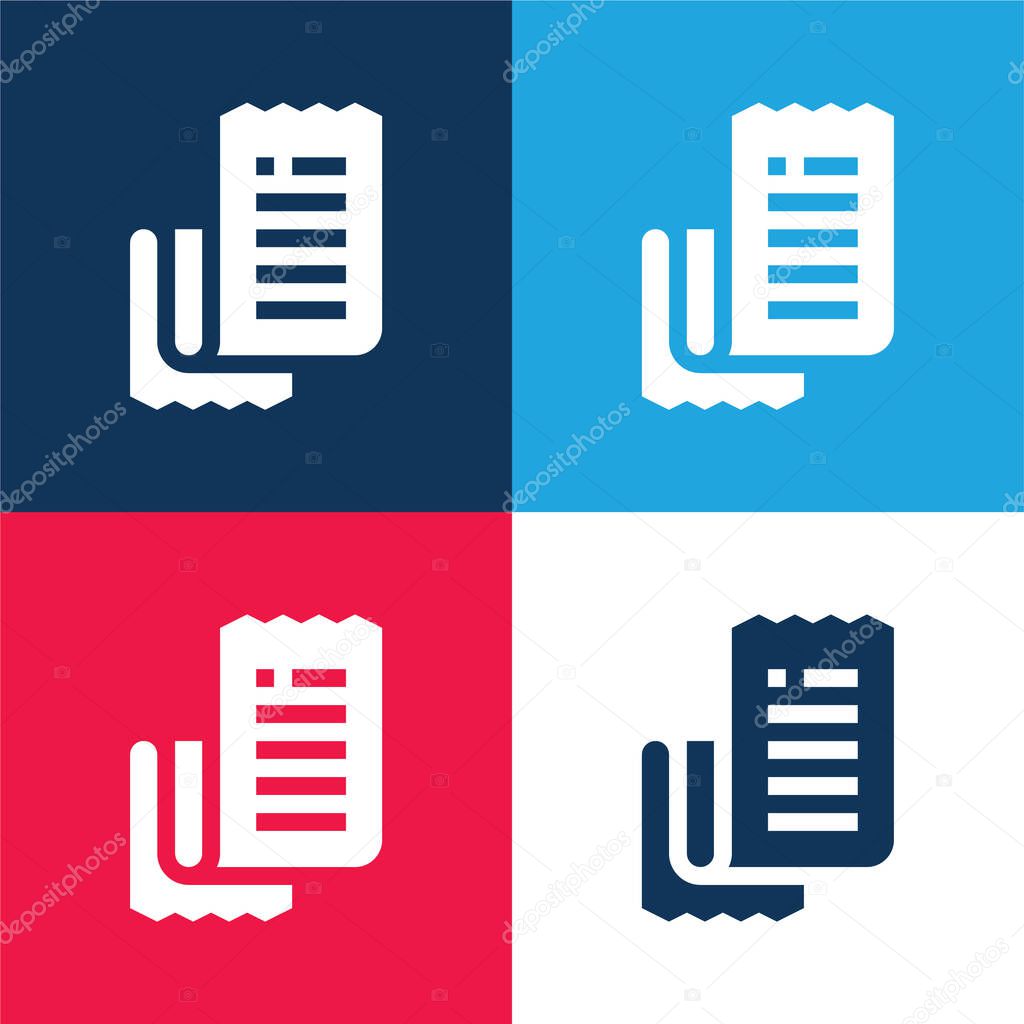 Bill blue and red four color minimal icon set