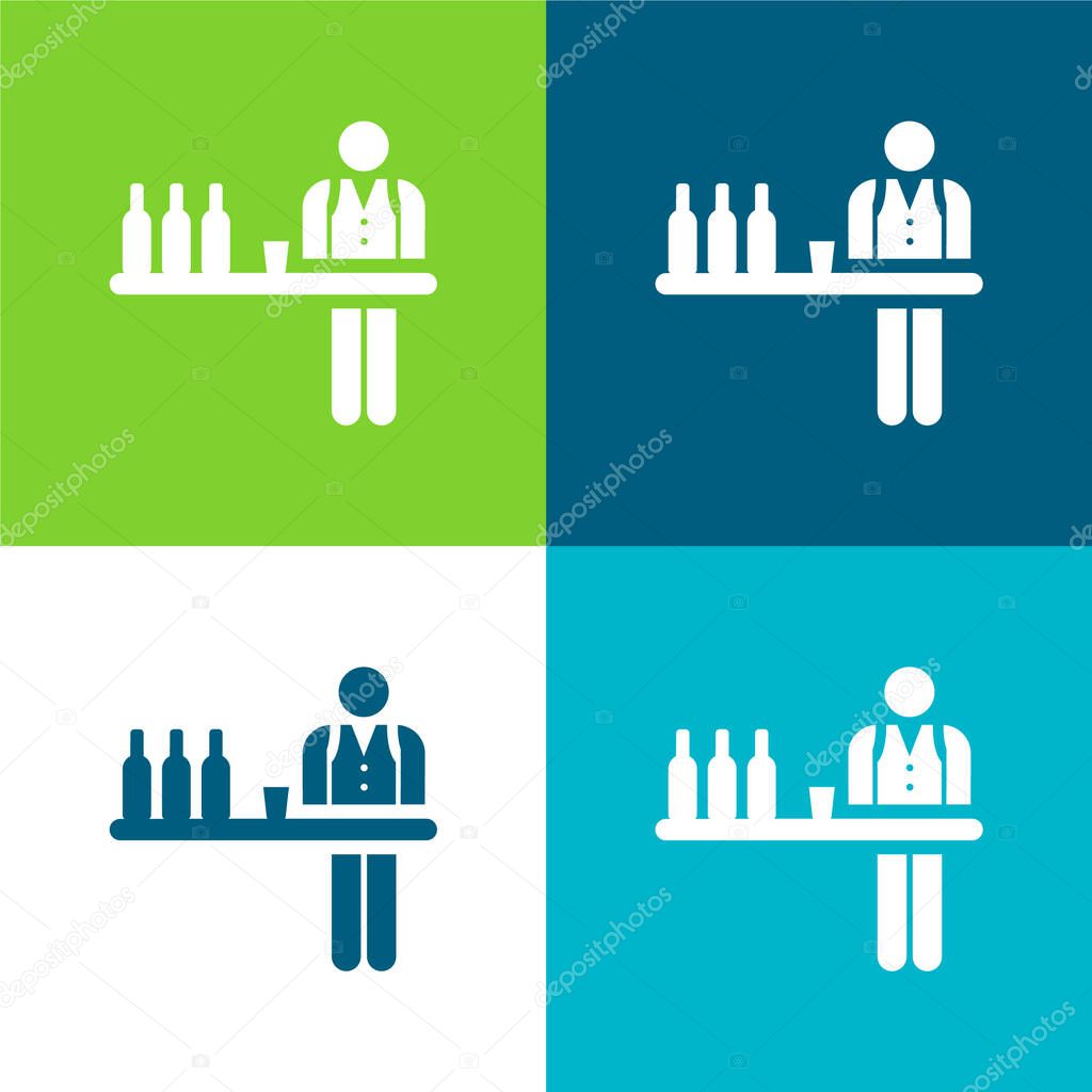 Barman Flat four color minimal icon set