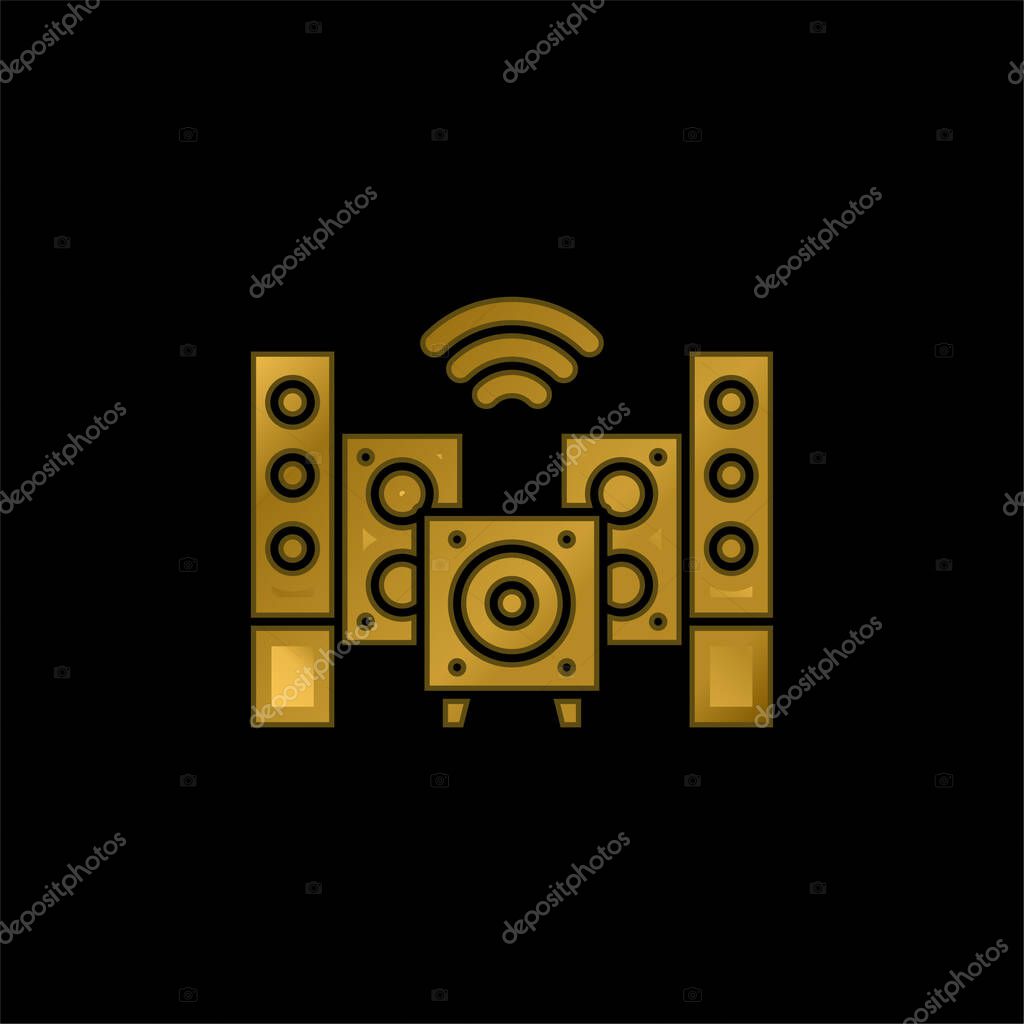 Audio gold plated metalic icon or logo vector
