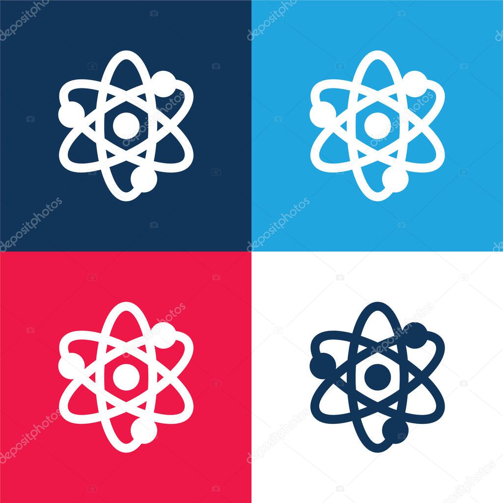 Atom blue and red four color minimal icon set