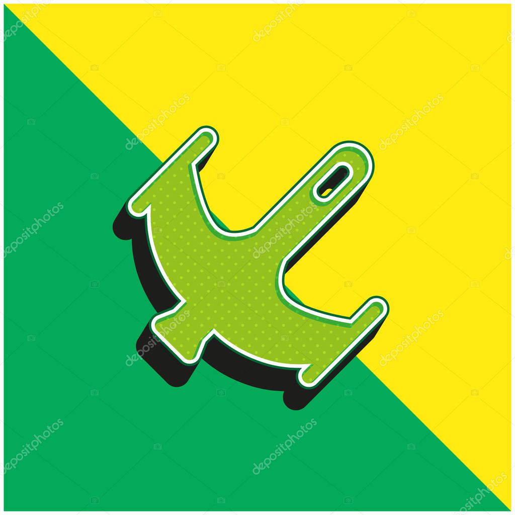 Attack Plane Green and yellow modern 3d vector icon logo
