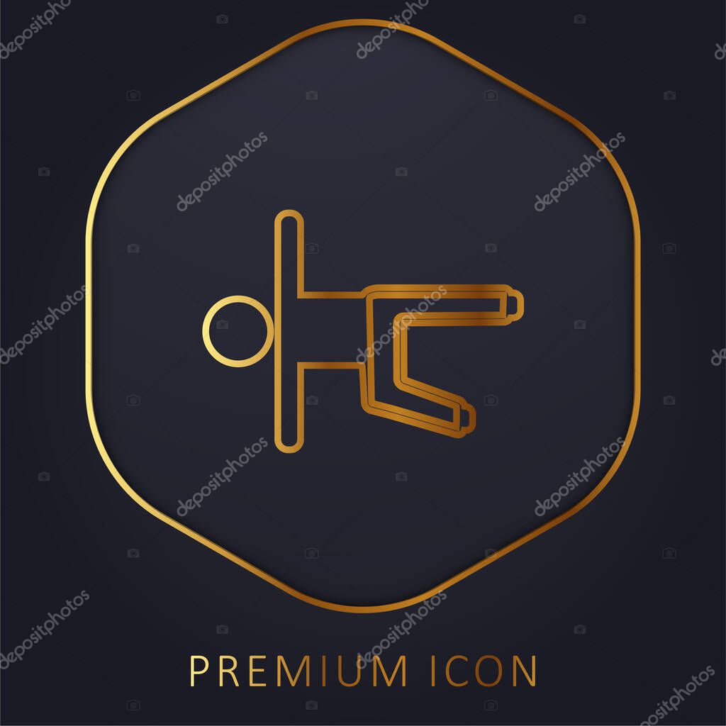 Boy On Floor Stretching Leg And Arms golden line premium logo or icon