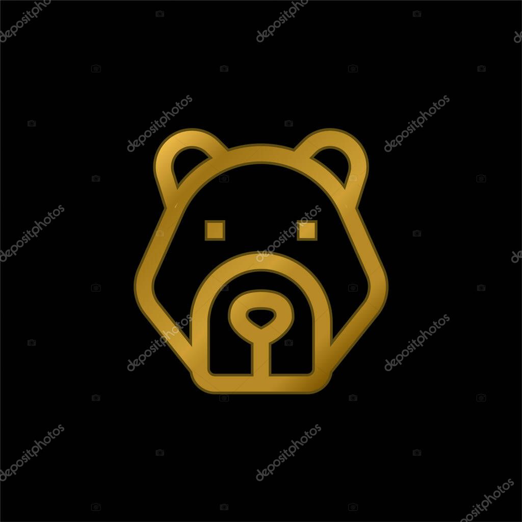 Bear gold plated metalic icon or logo vector
