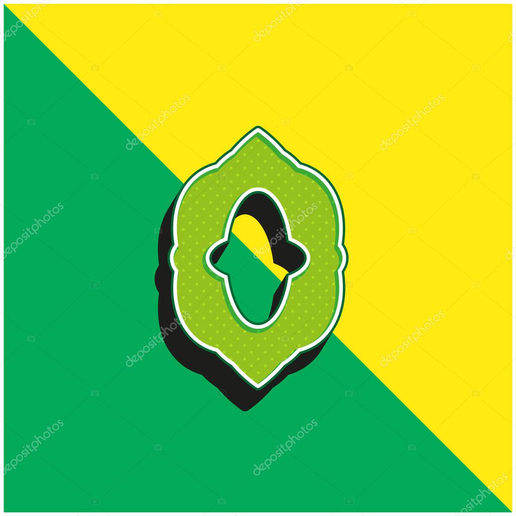 Arabic Design Green and yellow modern 3d vector icon logo