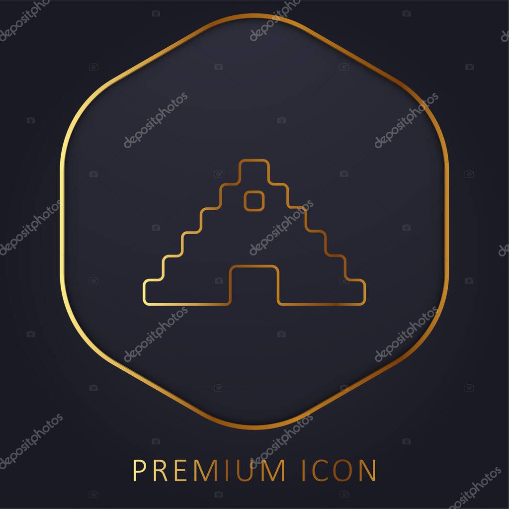Aztec Pyramid golden line premium logo or icon