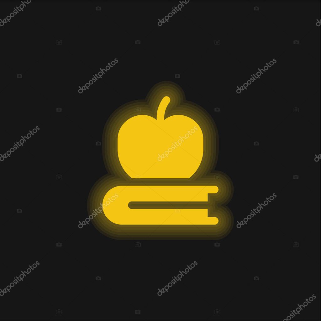 Book yellow glowing neon icon